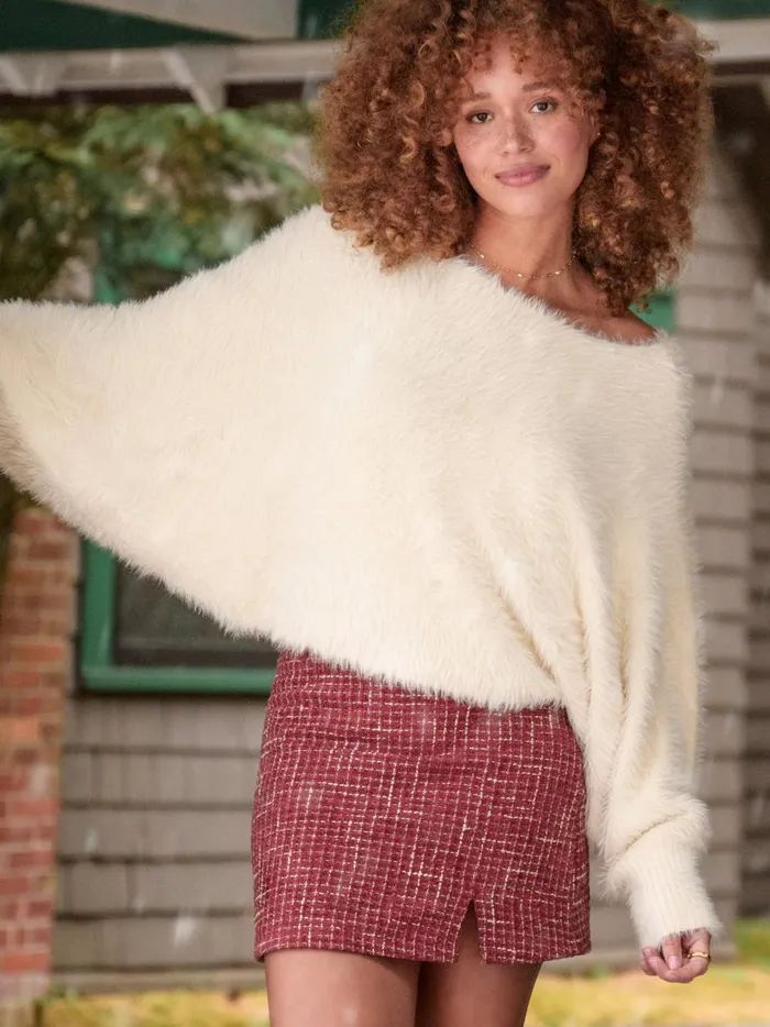 Women Joslyn Tweed Notch Skirt Burgundy Altar039d State Skirts Skorts