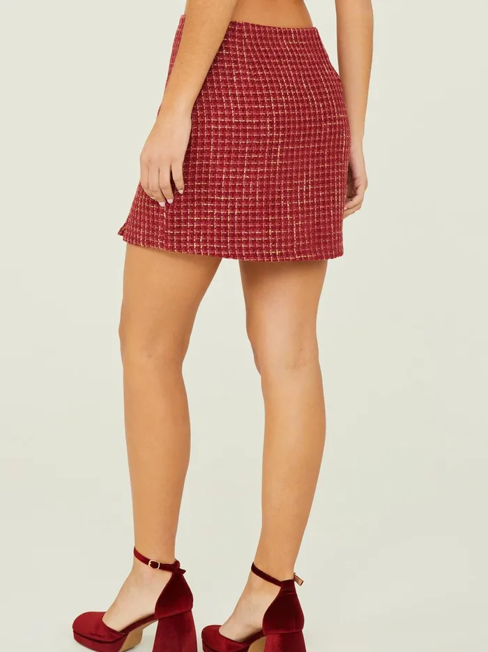 Women Joslyn Tweed Notch Skirt Burgundy Altar039d State Skirts Skorts