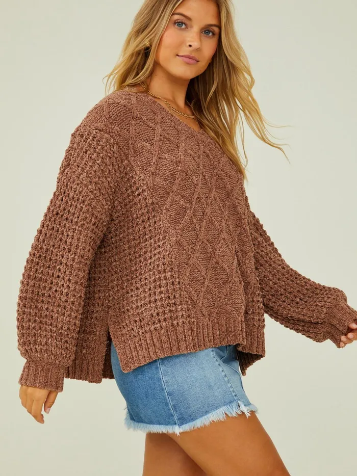 Women Jovie Chenille V Neck Sweater Brown Altar039d State Sweaters