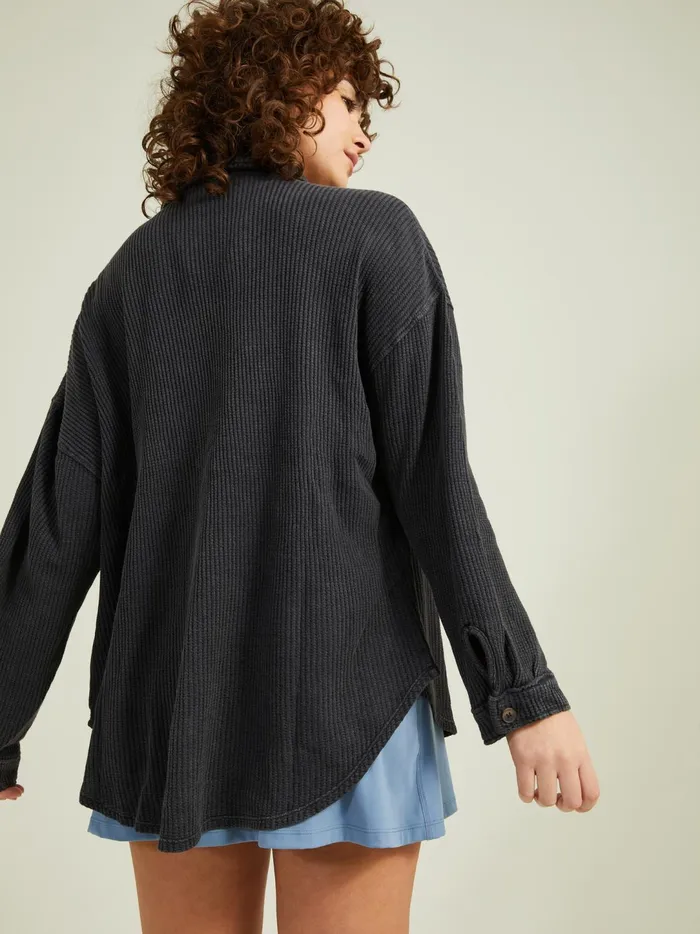 Women Joyride Oversized Thermal Top Black Altar039d State Activewear