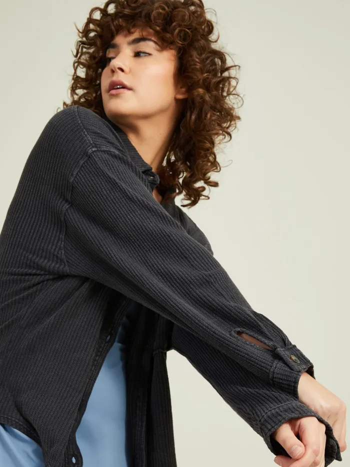 Women Joyride Oversized Thermal Top Black Altar039d State Activewear