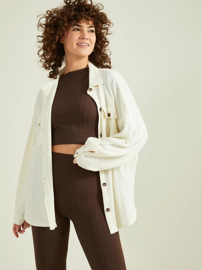 Women Joyride Oversized Thermal Top Cream Altar039d State Activewear
