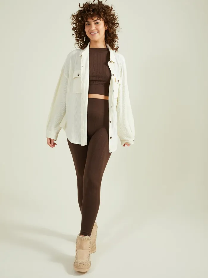 Women Joyride Oversized Thermal Top Cream Altar039d State Activewear