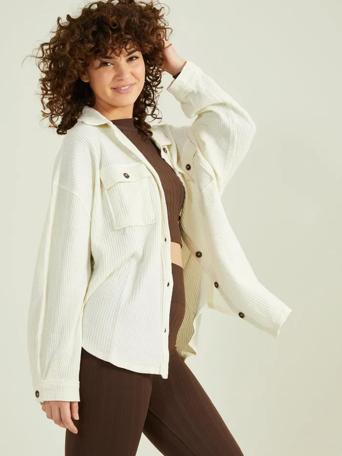 Women Joyride Oversized Thermal Top Cream Altar039d State Activewear