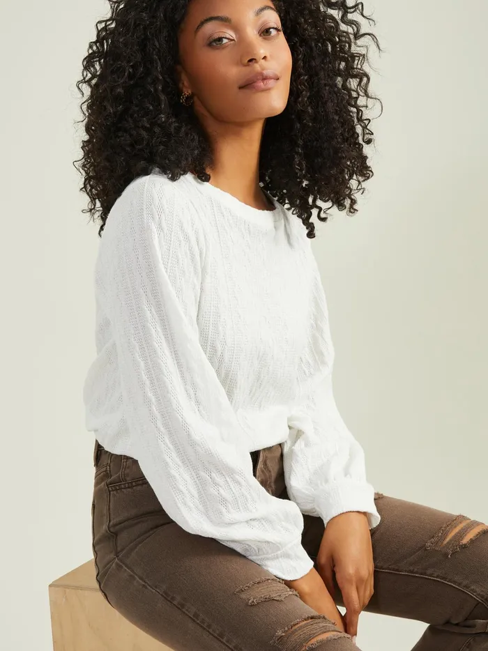 Women Julie Cable Cropped Top Ivory Altar039d State Blouses