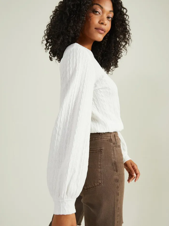 Women Julie Cable Cropped Top Ivory Altar039d State Blouses