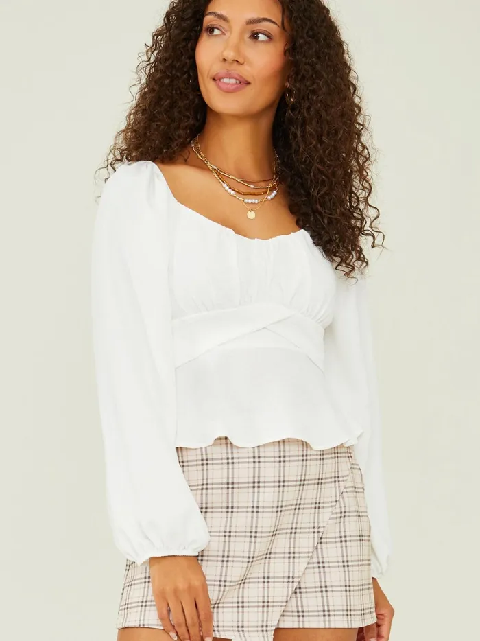 Women Karina Tie Back Top Ivory Altar039d State Blouses