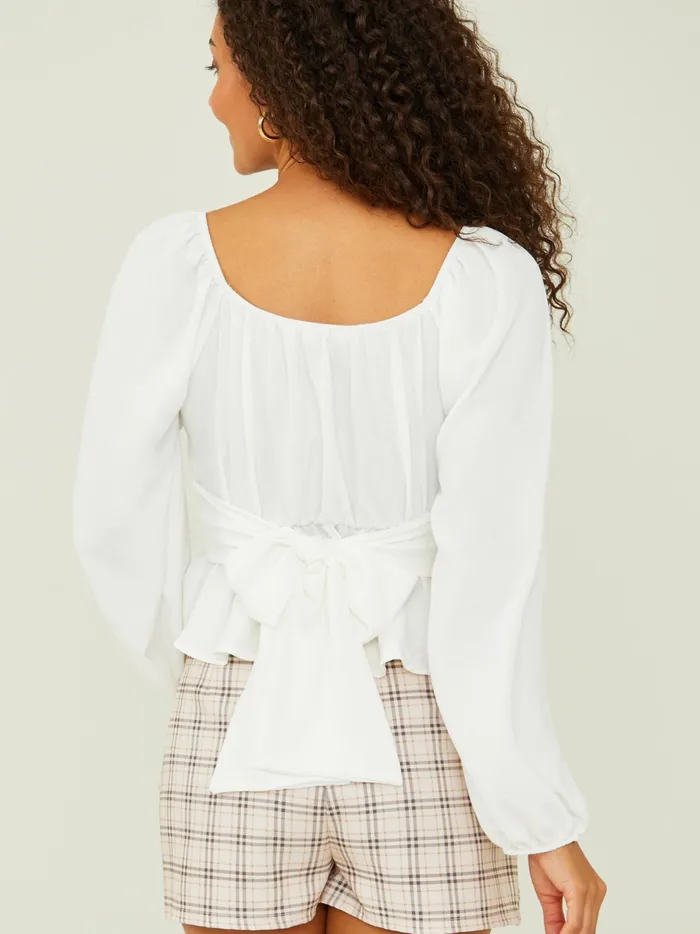 Women Karina Tie Back Top Ivory Altar039d State Blouses