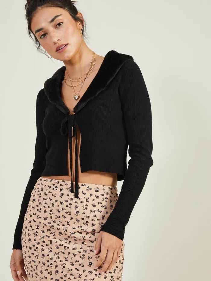 Women Kimberly Fur Collar Cardigan Black Altar039d State Cardigans