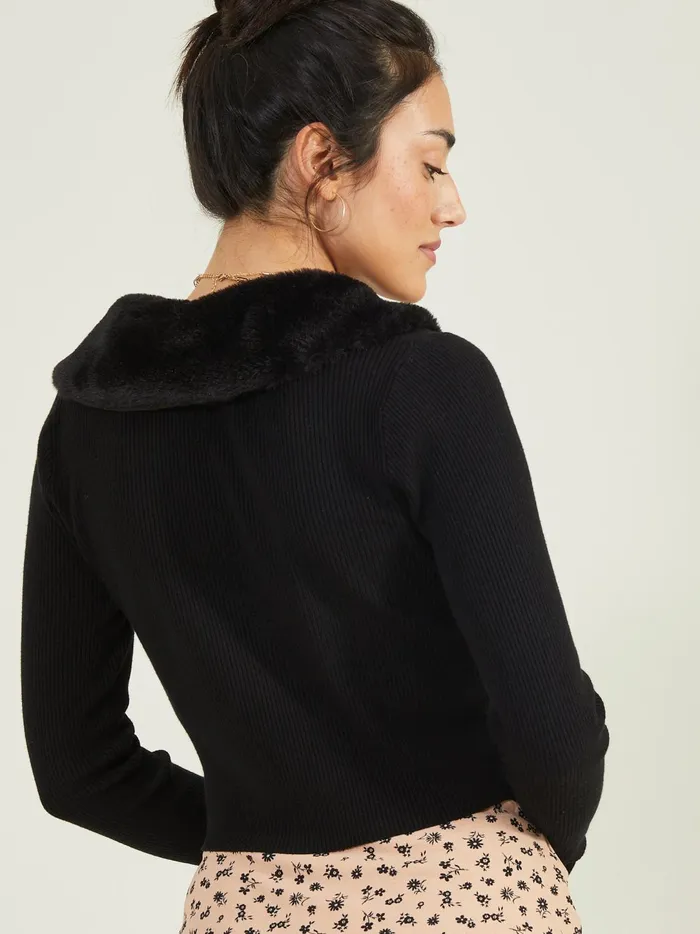 Women Kimberly Fur Collar Cardigan Black Altar039d State Cardigans