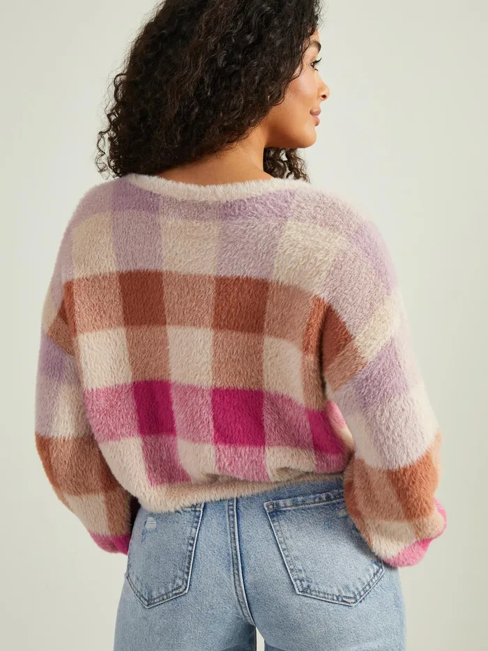 Women Kit Plaid Sweater Taupepink Altar039d State Sweaters
