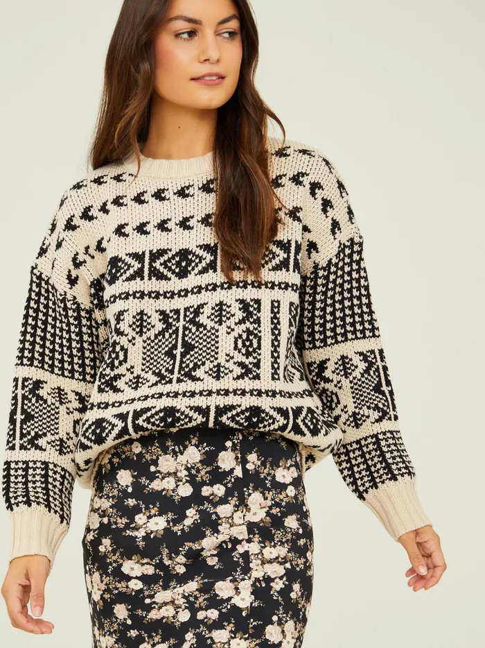 Women Kya Fair Isle Sweater Creamblack Altar039d State Sweaters