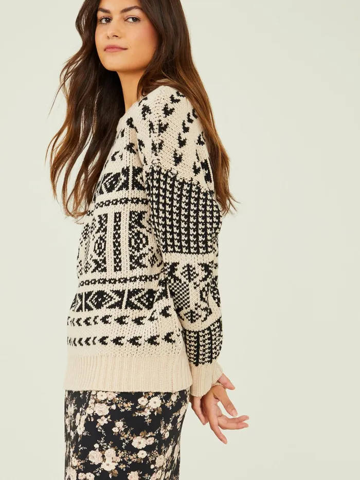 Women Kya Fair Isle Sweater Creamblack Altar039d State Sweaters