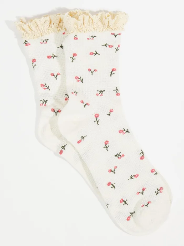 Women Lace Trim Crew Socks Ivoryblush Altar039d State Socks