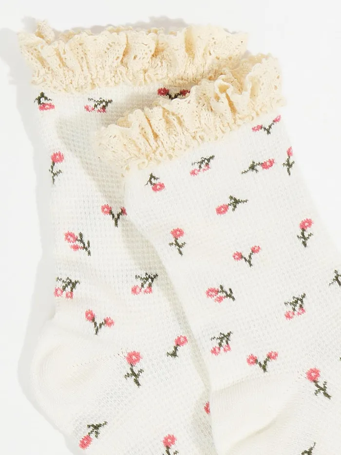 Women Lace Trim Crew Socks Ivoryblush Altar039d State Socks