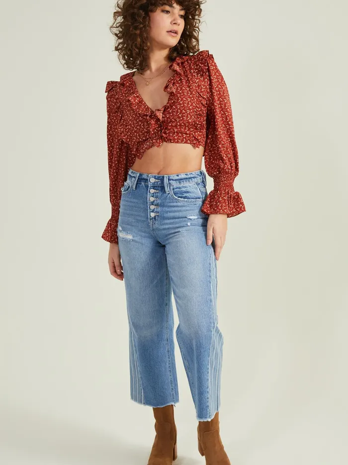 Women Lana Floral Ruffle Top Rust Altar039d State Blouses