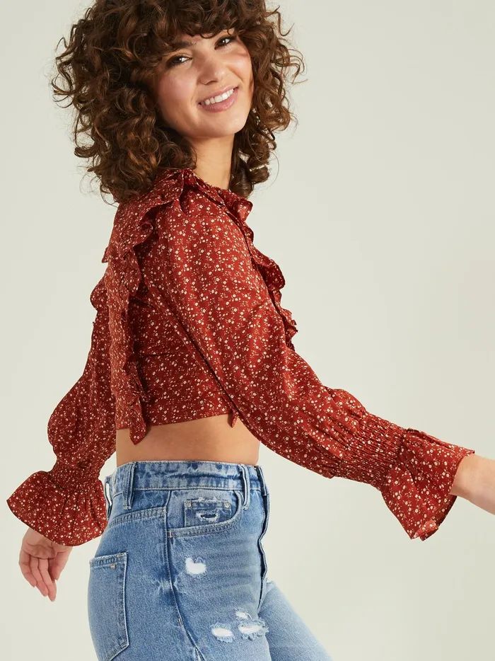Women Lana Floral Ruffle Top Rust Altar039d State Blouses