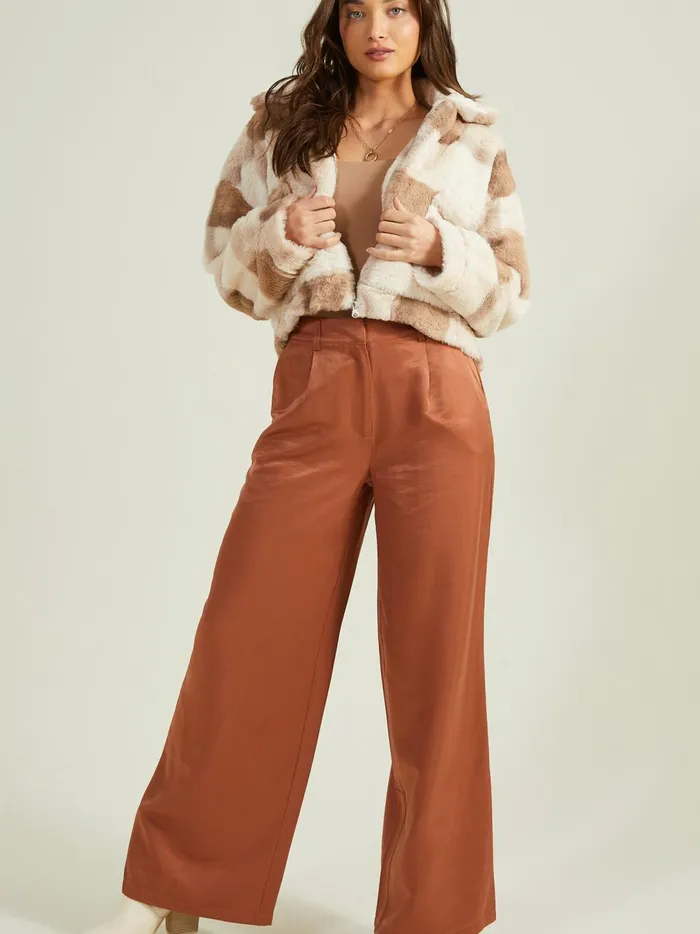 Women Lana Plaid Fur Jacket Taupemulti Altar039d State Jackets