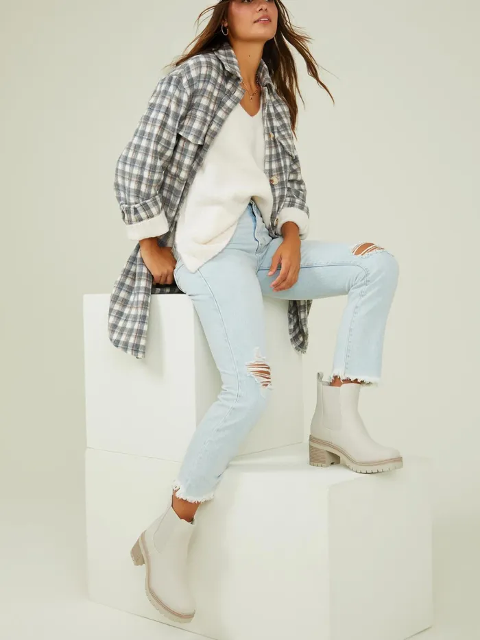 Women Laney Long Plaid Shacket Grey Altar039d State Jackets