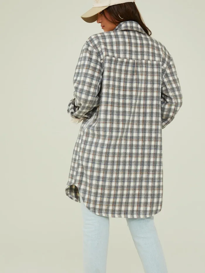 Women Laney Long Plaid Shacket Grey Altar039d State Jackets
