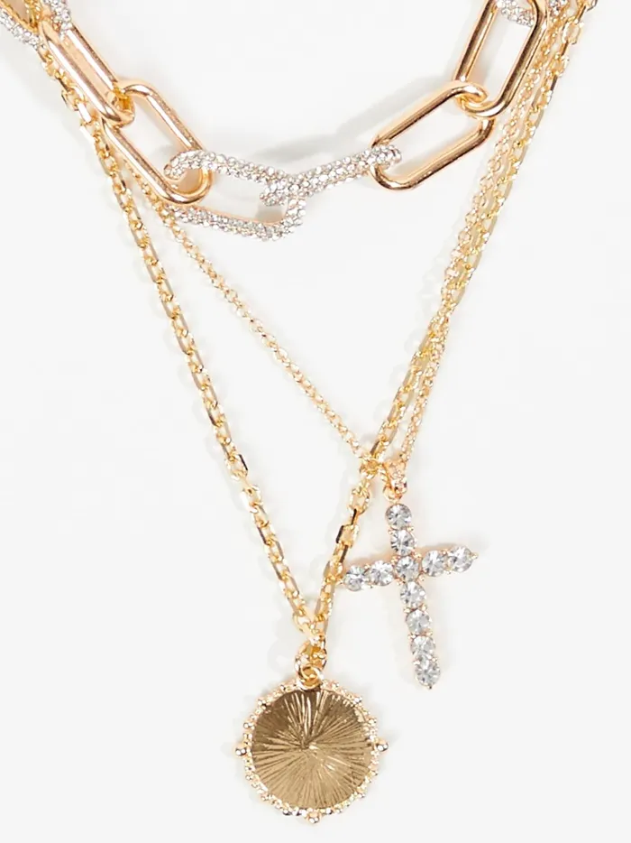 Women Layered Crystal Necklace Gold Altar039d State Jewelry