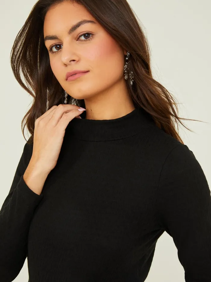 Women Leia Ribbed Mock Neck Top Black Altar039d State Blouses