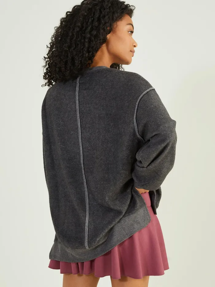 Women Leisure Fleece Top Charcoal Altar039d State Activewear