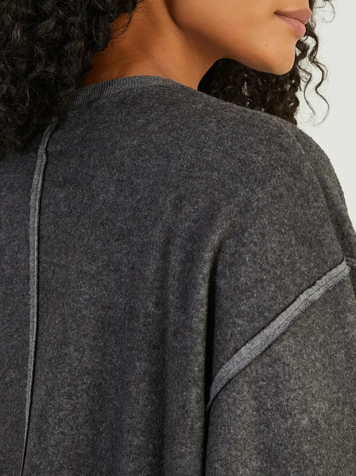 Women Leisure Fleece Top Charcoal Altar039d State Activewear