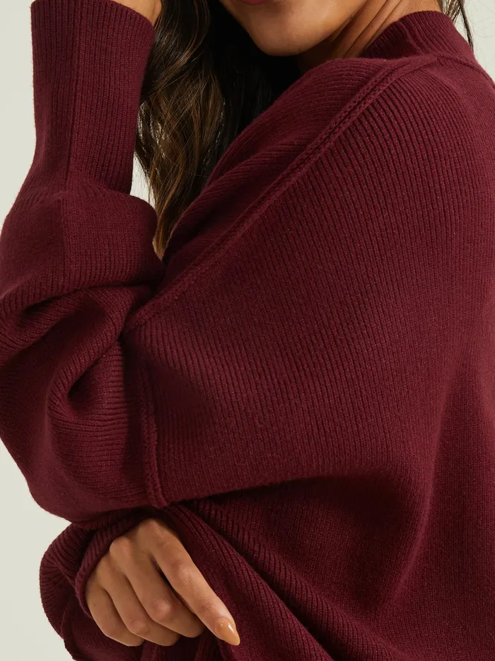 Women Lilith Oversized Ribbed Sweater Burgundy Altar039d State Sweaters