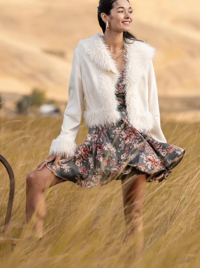 Women Logan Suede Fur Trim Jacket Ivory Altar039d State Jackets