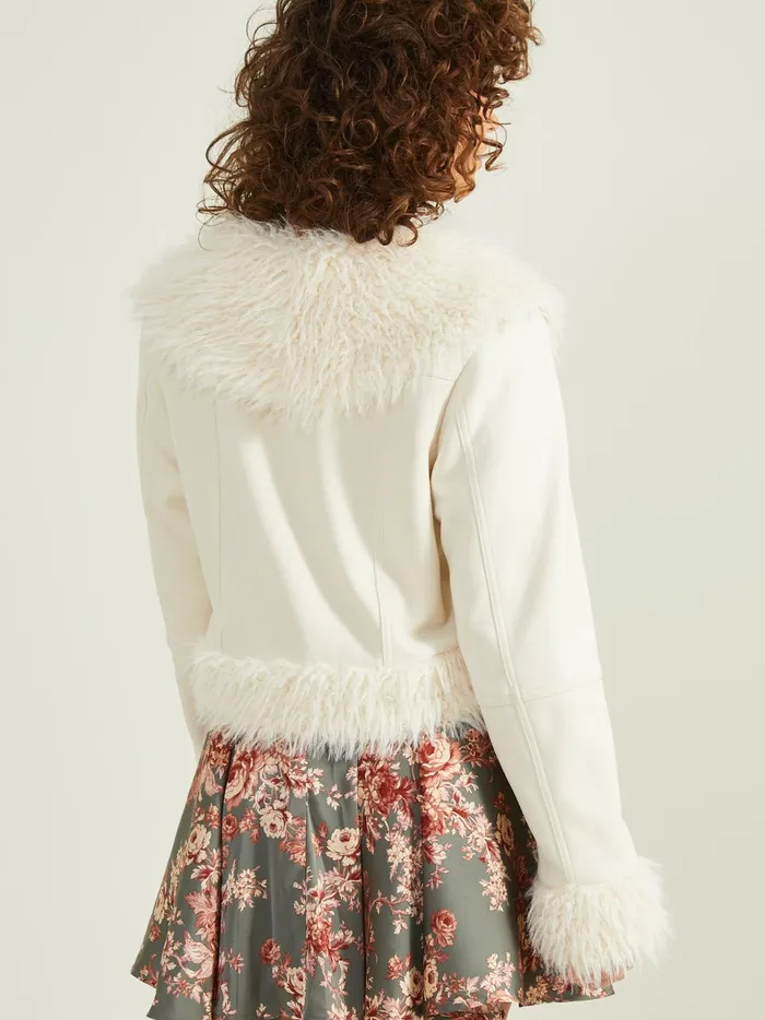 Women Logan Suede Fur Trim Jacket Ivory Altar039d State Jackets