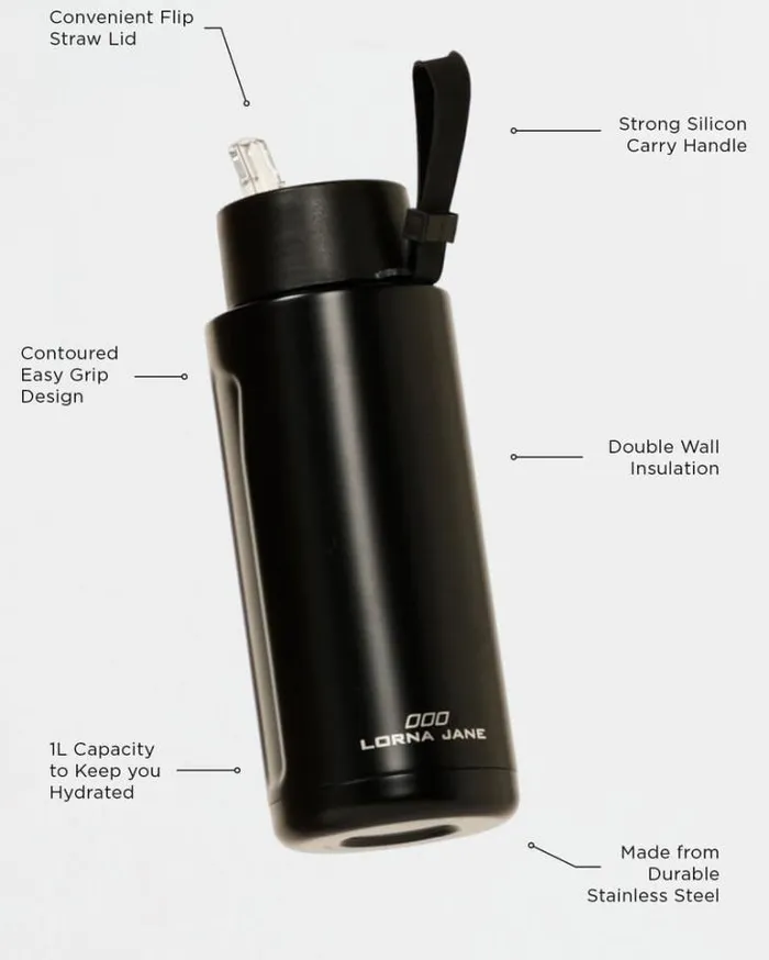 Women LORNA JANE Accessories Essential Insulated Water Bottle Black