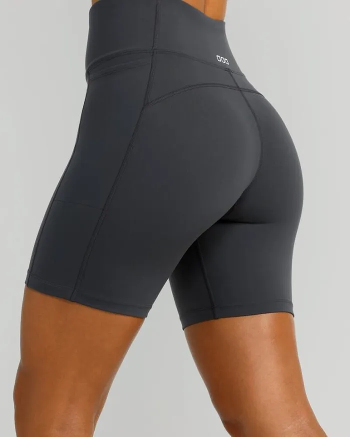 Women LORNA JANE Bike Shorts Amy Phone Pocket Tech Bike Short Titanium