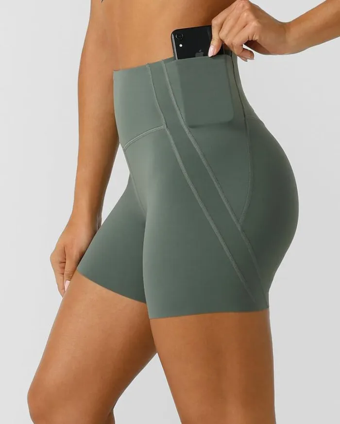 Women LORNA JANE Bike Shorts Formation 2Pocket Recycled 16cm Bike Short Agave Green