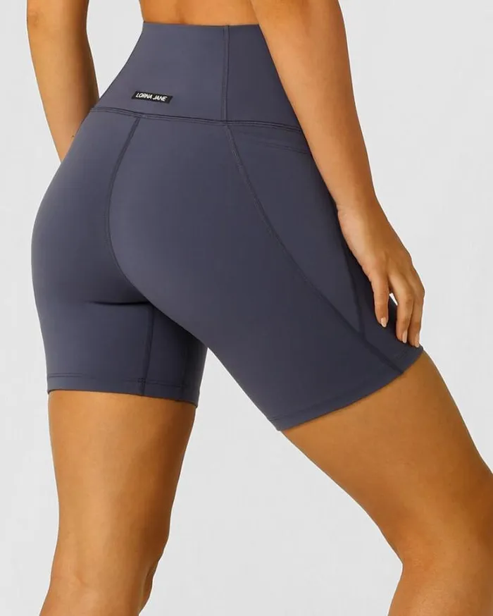 Women LORNA JANE Bike Shorts HiFold No Ride Pocket Bike Short Ash Blue