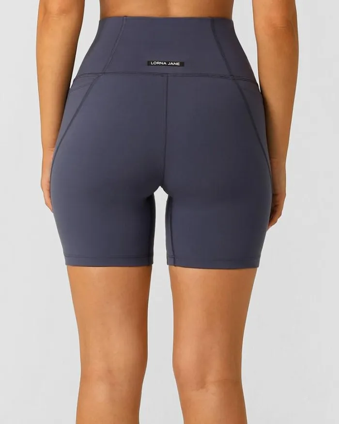 Women LORNA JANE Bike Shorts HiFold No Ride Pocket Bike Short Ash Blue
