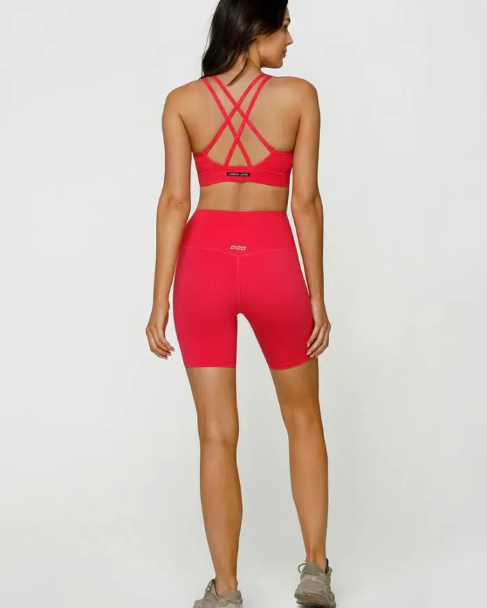 Women LORNA JANE Bike Shorts Lotus 19cm Bike Short Neon Raspberry