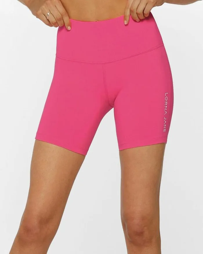 Women LORNA JANE Bike Shorts Lotus No Chafe 16cm Bike Short Babin Pink