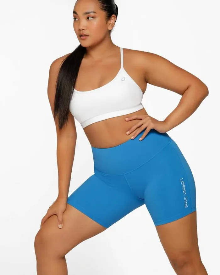 Women LORNA JANE Bike Shorts Lotus No Chafe 16cm Bike Short Cornflower