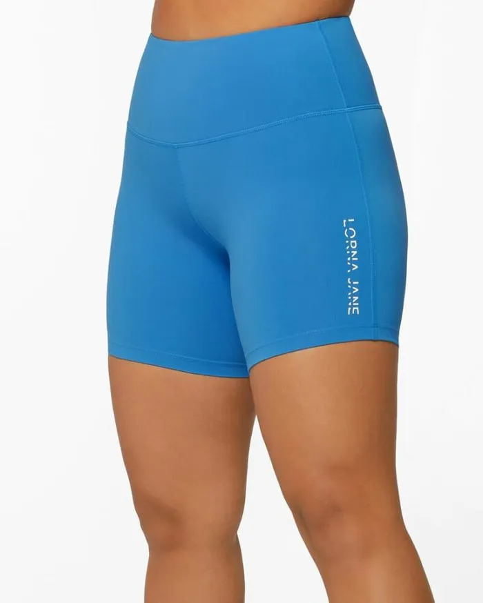 Women LORNA JANE Bike Shorts Lotus No Chafe 16cm Bike Short Cornflower