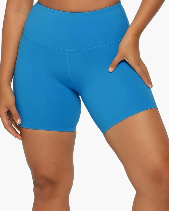 Women LORNA JANE Bike Shorts Lotus No Chafe 16cm Bike Short Cornflower