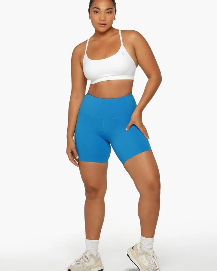 Women LORNA JANE Bike Shorts Lotus No Chafe 16cm Bike Short Cornflower