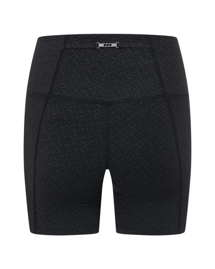 Women LORNA JANE Bike Shorts Refine No Ride 12cm Bike Short Black Monogram Print