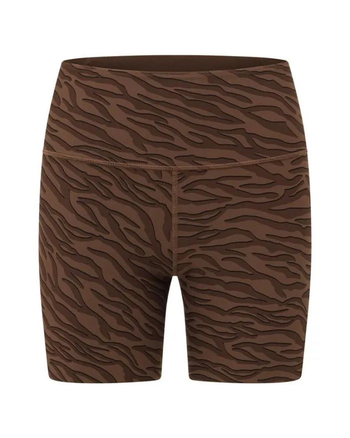 Women LORNA JANE Bike Shorts Safari Reversible No Chafe 16cm Bike Short Espresso Safari Print