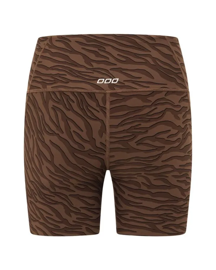 Women LORNA JANE Bike Shorts Safari Reversible No Chafe 16cm Bike Short Espresso Safari Print