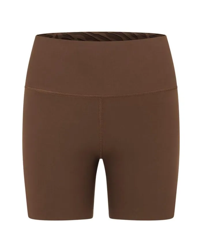 Women LORNA JANE Bike Shorts Safari Reversible No Chafe 16cm Bike Short Espresso Safari Print