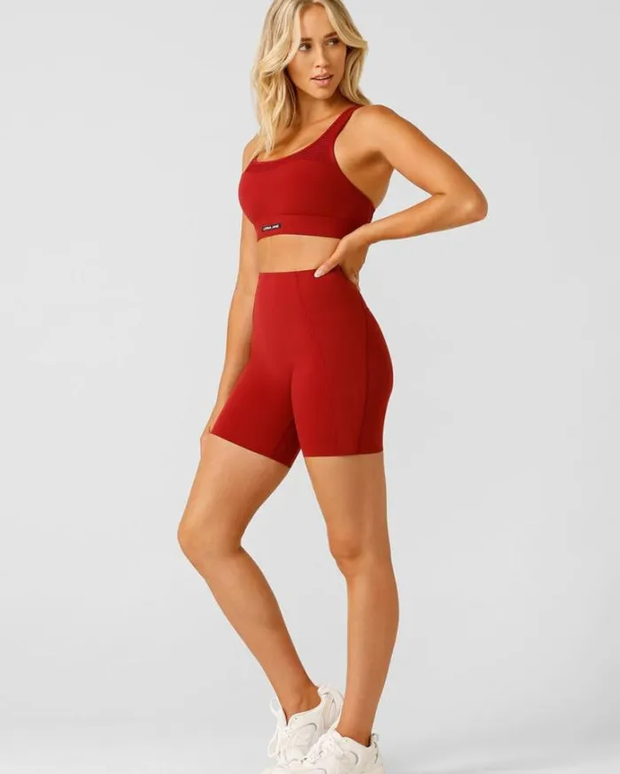 Women LORNA JANE Bike Shorts Sculpt And Support No Ride Bike Short Cherry