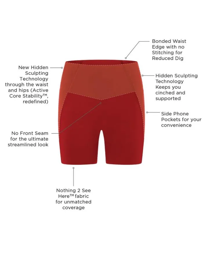 Women LORNA JANE Bike Shorts Sculpt And Support No Ride Bike Short Cherry