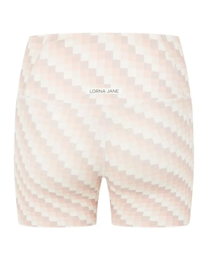 Women LORNA JANE Bike Shorts Sunkissed Gingham 12cm No Ride Bike Shorts Sunkissed Gingham Print