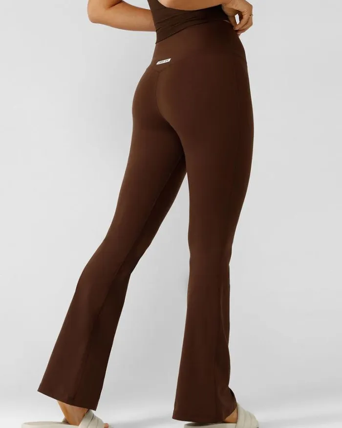 Women LORNA JANE Flare Leggings Effortless Phone Pocket Flared Leggings Espresso